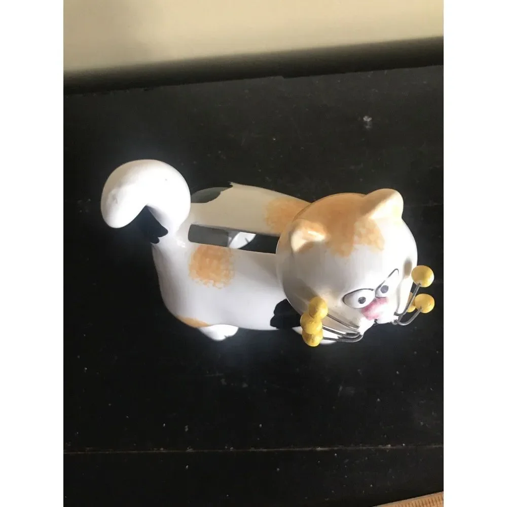 Ceramic Calico Cat Bank with Wire &‎ Ceramic Whiskers with Stopper